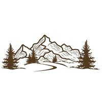 Hand drawn mountain design. Mountain and pine tree concept vector