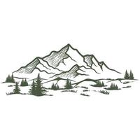 Mountains and pine tree forest design. vector