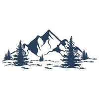 hand drawn mountain. Mountain and pine tree theme vector