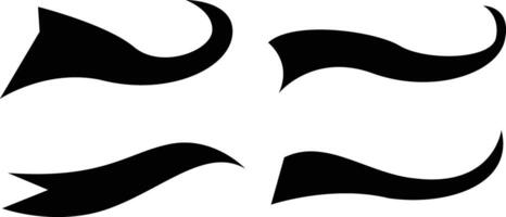 Unique Text Tails Silhouette Design Elements for Digital Artwork vector