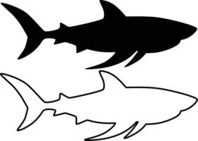 Bold Shark Silhouette in a Clean Flat and Outline Design vector