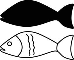 Fish Silhouette Flat And Outline Design vector