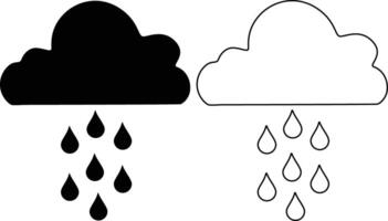 Cloud Rain Silhouette Flat And Outline Design vector