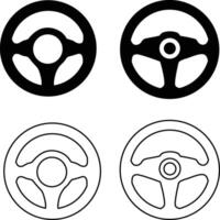 Race Steering Wheel Silhouette in Flat and Outline Style on White Background vector