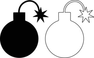 Bomb Silhouette Flat And Outline Design vector