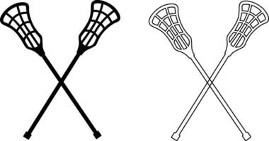 Lacrosse Stick Silhouette Outline And Flat Design vector