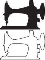 Classic Sewing Machine Silhouette in a Simple Flat And Outline Design vector