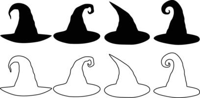 Magical Witch Hat Silhouette in a Minimalist Flat and Outline Style vector