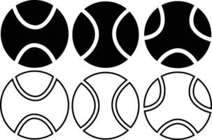 Tennis Ball Silhouette Bundle in Flat and Outline Style for Versatile Design Use vector