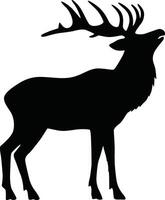 Majestic Elk Silhouette in Flat Style on a White Background vector