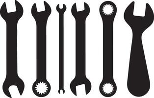 Minimalist Wrench Tools Flat Icons for Digital and Print Projects vector