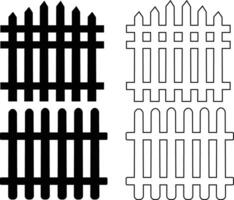 Fence Silhouette in Flat and Outline Style on a White Background vector