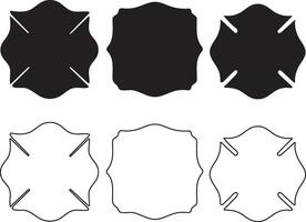 Flat and Outline Firefighter Badge Silhouette Set for Bold and Professional Artwork vector