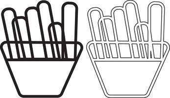 French Fries Silhouette Flat And Outline Design For Tasty Design Projects vector