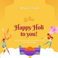 happy holi to you all my dears wishes post design vector