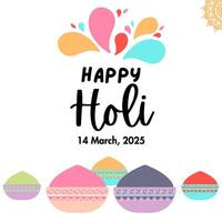 happy holi 2025 celebration post design vector