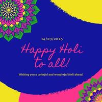 happy holi to all wishes design vector