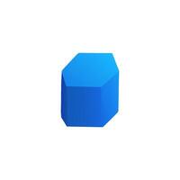 Blue 3D block with a hexagon and cube for math and education. vector