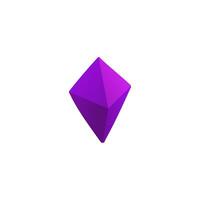 Purple 3D crystal with sharp edges and polygonal design for education. vector