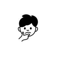 Thinking face emoji representing contemplation and thoughtfulness with hand on chin vector