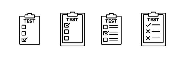 Various simple line drawings of different checklist and test clipboards vector
