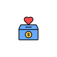 Donation box icon with heart and dollar sign symbolizing charity and generosity vector