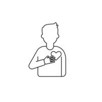 Outline of person holding heart gesture with hands shows love, compassion, and kindness vector