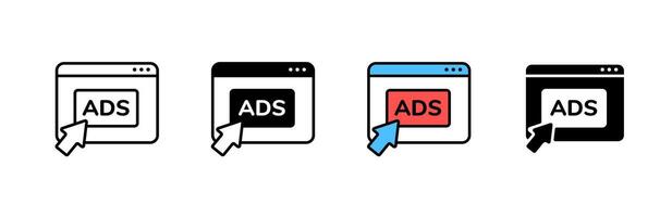 Internet pop up advertisements with cursor symbol in minimalistic style vector