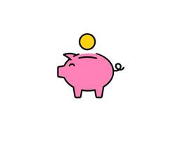 Cute pink piggy bank with coin ready for saving money and teaching financial responsibility vector