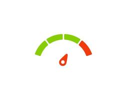 Colorful speedometer gauge with green and red sections indicating speed and performance vector