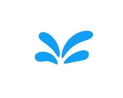 Blue splash symbol with four abstract, petal-shaped elements on a plain white background vector