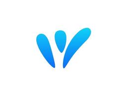 Abstract blue gradient symbol with three unique shapes in minimalist design vector