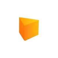 Orange triangular prism with curved surfaces for math education. vector