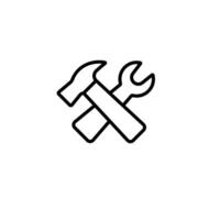 Crossed hammer and wrench icon representing tools for repair and maintenance concepts vector