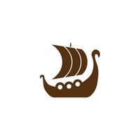 Drakkar icon with shields and sail for antique marine themes. vector