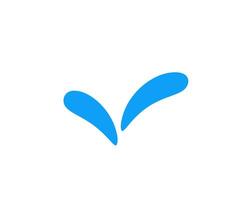 Simple minimal blue icon with two v shapes on a white background vector