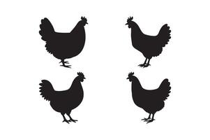 Farm Chicken Silhouettes Illustration for Logo and Print Desgin vector