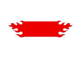 Red flame banner with stylized flames on both sides and white background vector