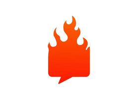 Fiery red hot flame icon shaped like a speech bubble symbolizing intense conversations vector