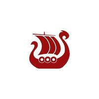 longship icon with dragon and sails for Nordic history. vector