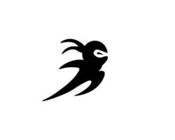 Abstract black silhouette of a bird in flight with elegant curved lines on white vector