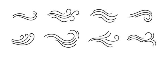 Elegant swirl design elements in set of eight decorative curves for creative art projects vector