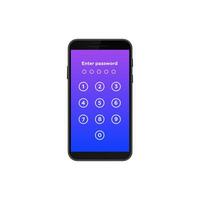 Smartphone security interface with numeric password entry padlock screen display vector