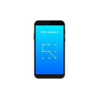Smartphone displaying pattern lock screen for secure access and data protection vector