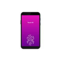 Smartphone displaying touch id animation with vibrant colors for security authentication vector
