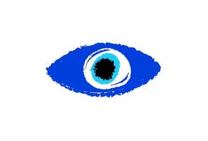 Blue evil eye symbol with bold brushstroke for protection and positive energy vector