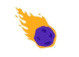 Bright meteor comet with fiery trail in motion on a clean white background vector
