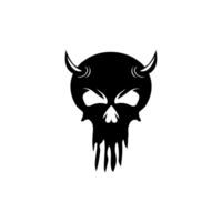 Gothic skull with splashes and devil grin for horror or rock designs. vector