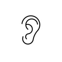 Illustration of a human ear in minimalist style with bold black lines on white canvas vector