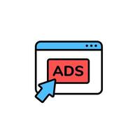 Online advertising concept with clickable ad icon for digital marketing campaigns vector